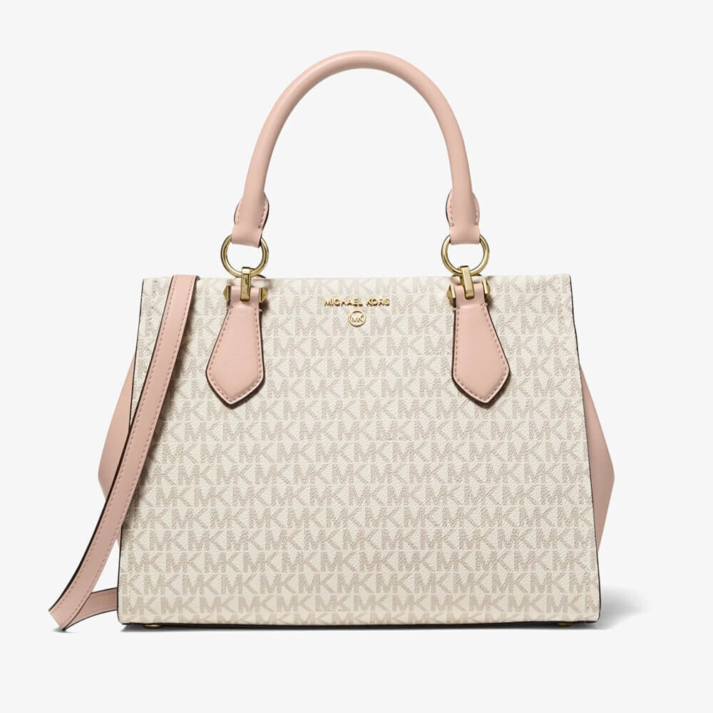 

Сумка-тоут Michael Michael Kors Marilyn Medium Logo, бежевый/нежно-розовый
