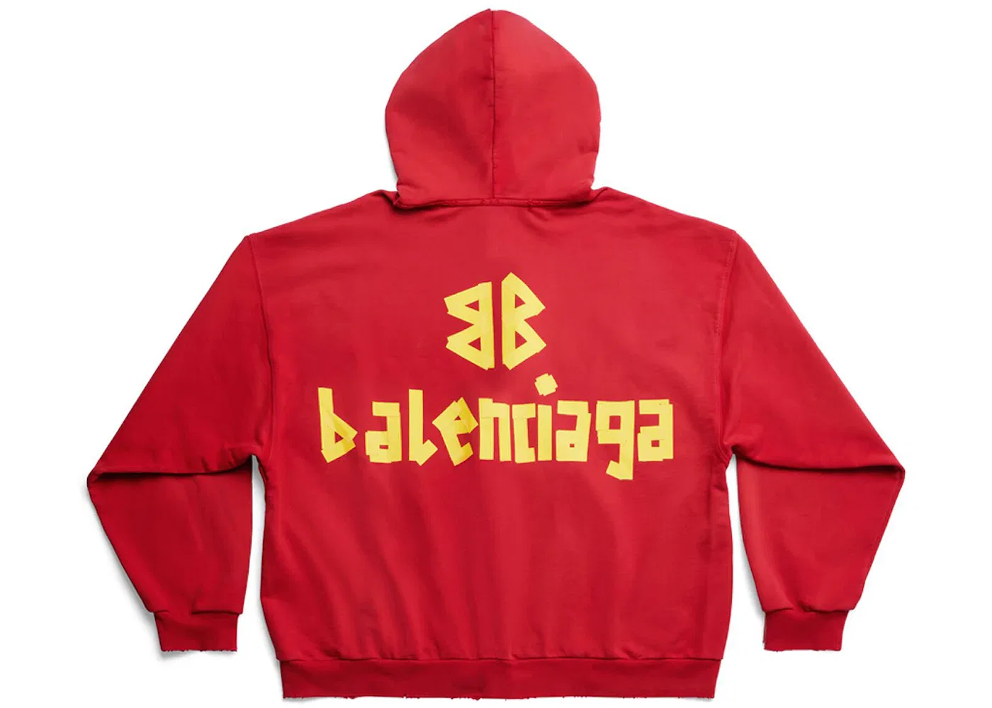 Мужская худи с принтом Tape Type Ripped Pocket Zip-Up Large Fit Hoodie Balenciaga, Red — фото 2