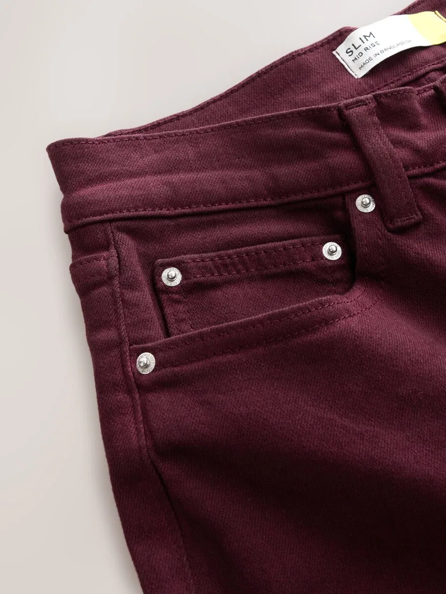Джинсы Next Slim fit винно-красного цвета — фото 4