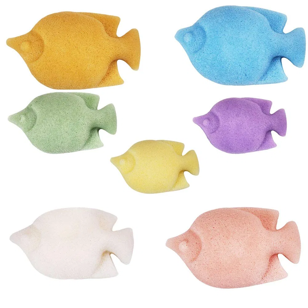 Конжаковая губка для лица Tropical Fish, YMZ, набор 7 шт