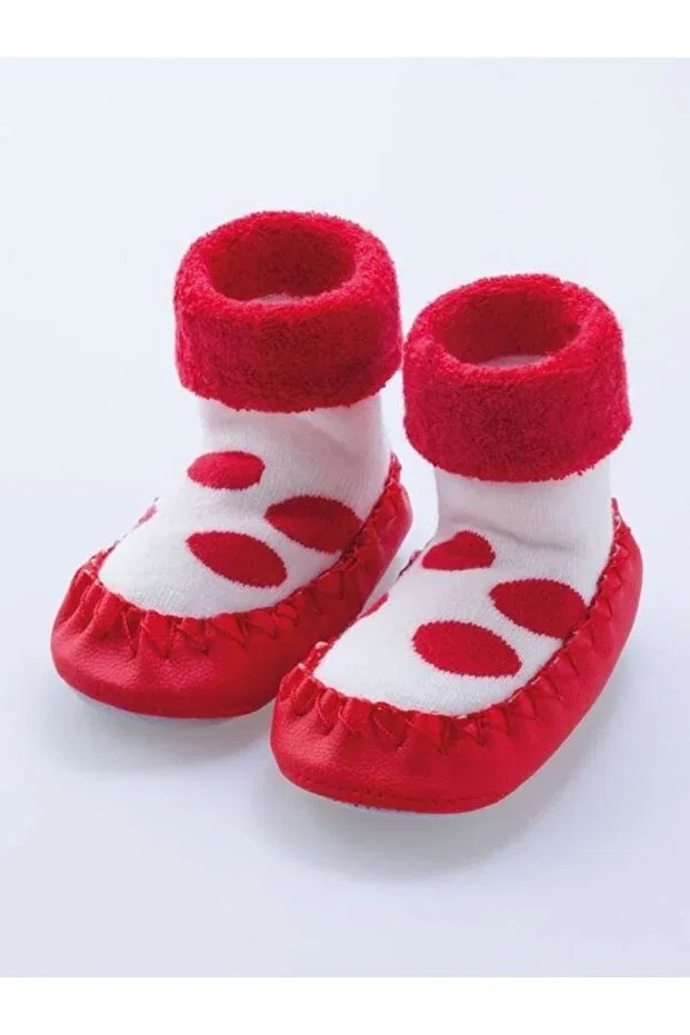 Детские пинетки для девочек с принтом Caramell, Dark Red
