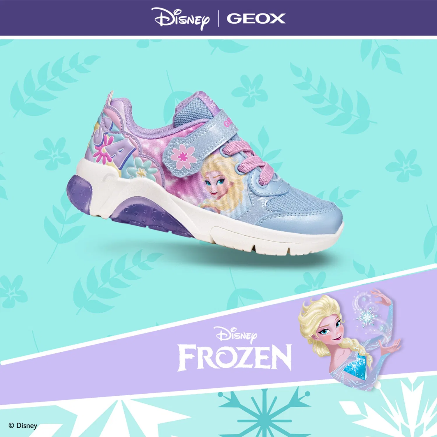 Детские кроссовки с подсветкой Geox, Lilac/Light Blue — фото 2