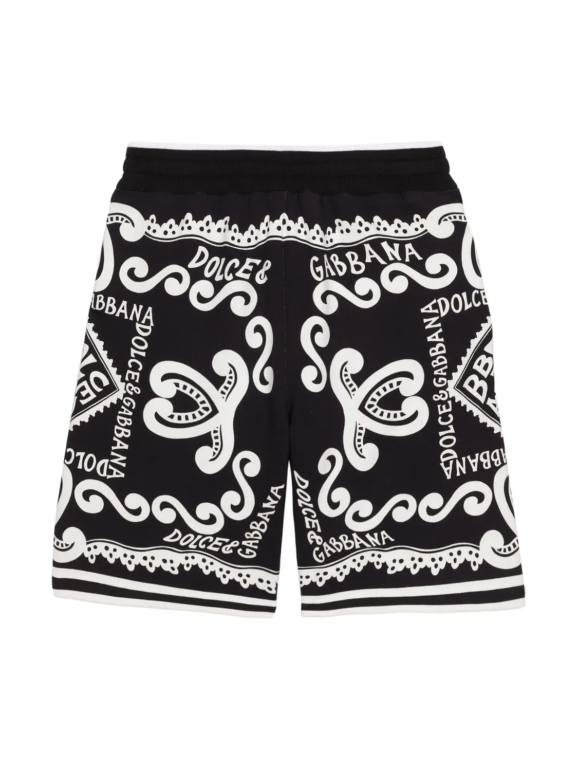 Шорты в морском рисунке с завязками Dolce & Gabbana, черный — фото 2