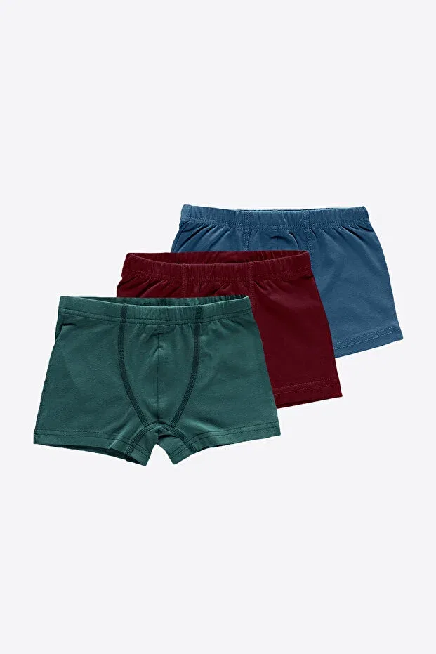 Детские боксеры для мальчиков хлопковые 3 шт Malabadi, Green Burgundy Blue