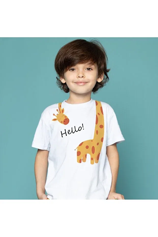 Детская футболка с принтом Fun Giraffe Design Texkid, White
