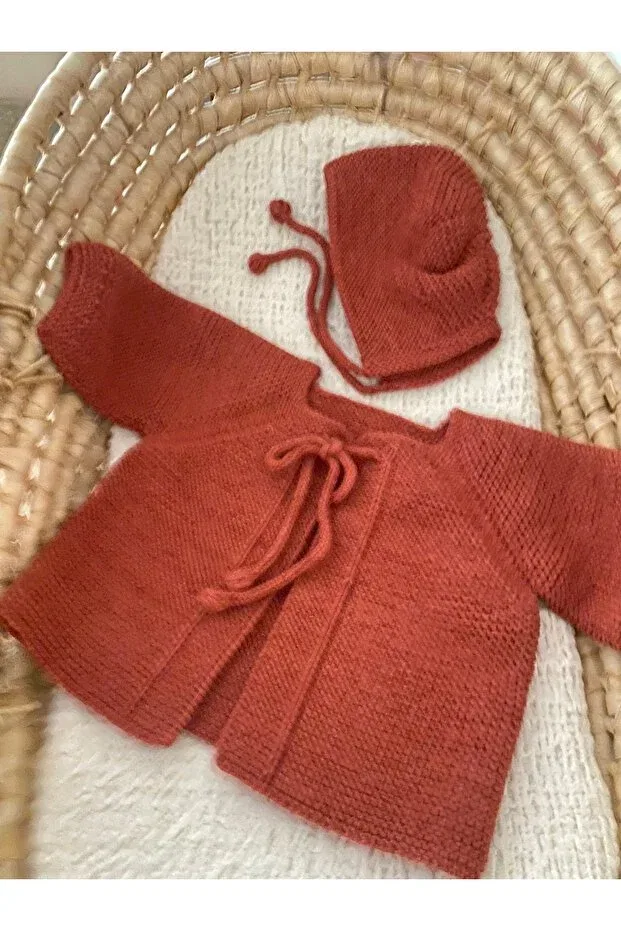 Детский кардиган с длинным рукавом Knitwear front-tied cardigan set baby tile Florijee, Tile — фото 2