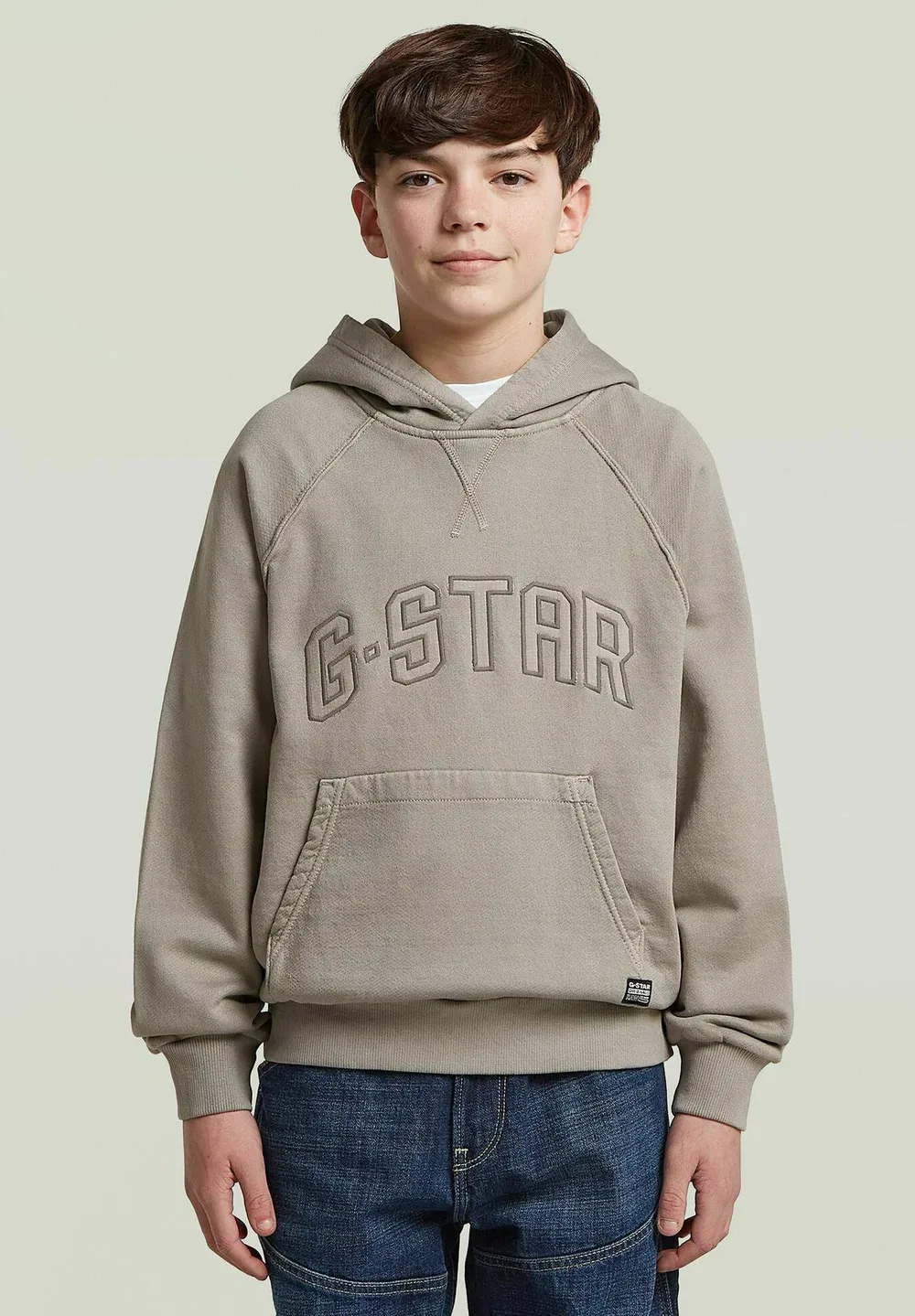Детский базовый толстовка с капюшоном - худи G-Star, Grey Alloy — фото 2