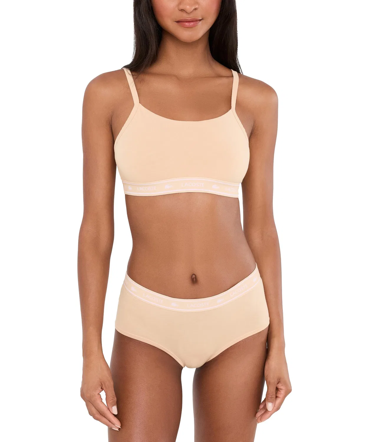 Бралетт с логотипом на резинке из хлопка со стрейчем Stretch Cotton Logo Band Bralette Lacoste, Biscuit — фото 2