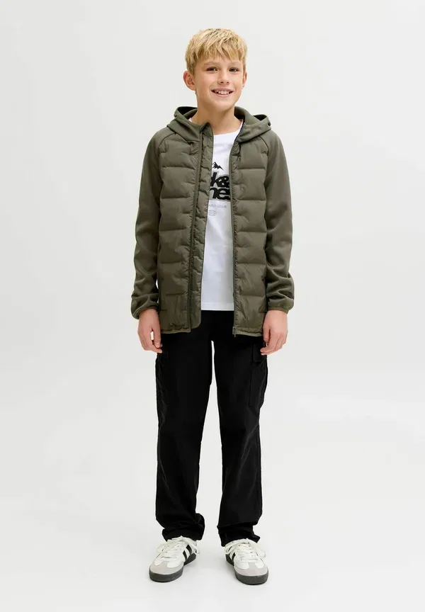 Гибридная куртка для подростков - куртка для активного отдыха Jack & Jones Junior, оливковый — фото 4