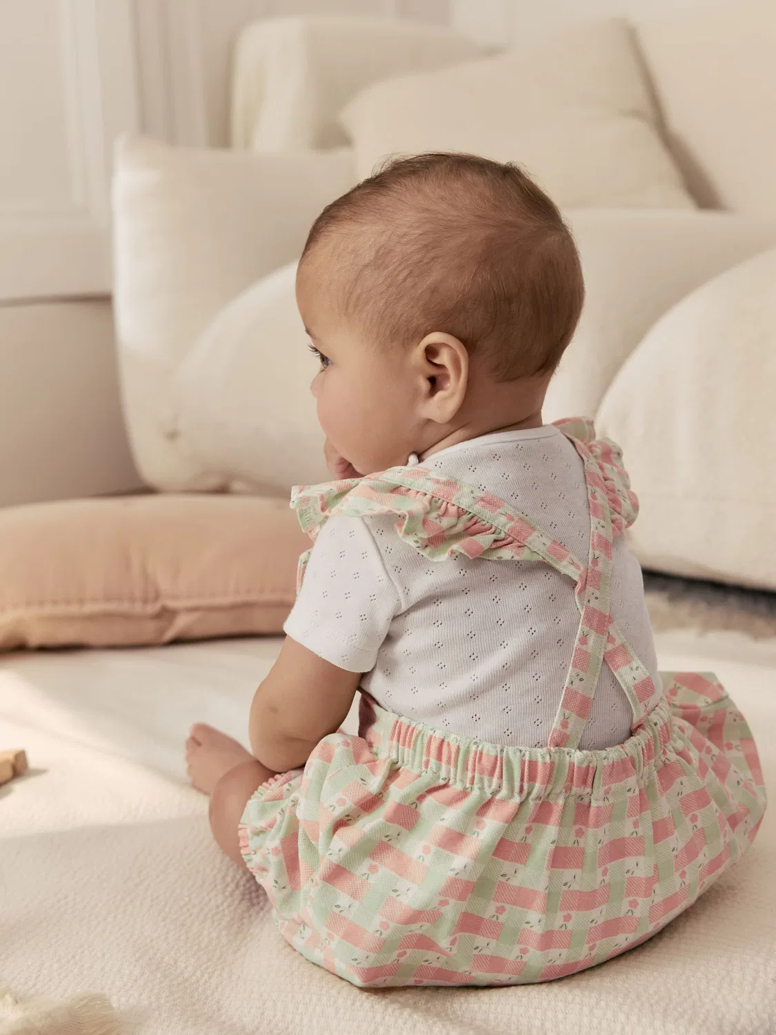 Комбинезон и боди, в клетку, Pink Check Baby Next, Розовый — фото 3