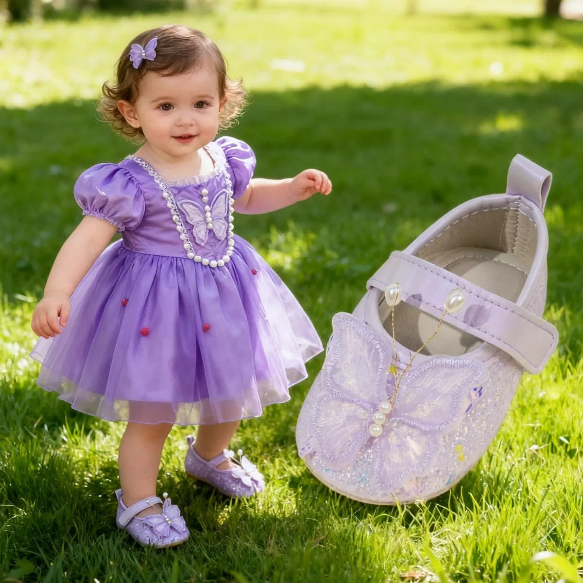 Детские туфли Мэри Джейн для девочек с бантом HsdsBebe, Purple — фото 2
