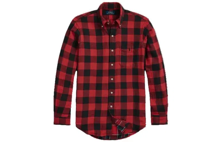 Мужская рубашка в клетку с длинным рукавом FW23 Classic Fit Checked Double Faced Shirt Classic Version Polo Ralph Lauren