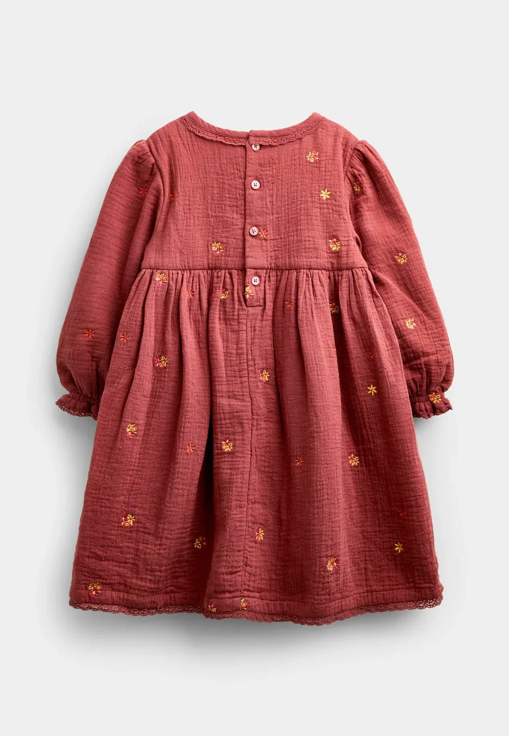 Комплект из вышитого платья и жилета из марли Jojo Maman Bébé, Light Brown Floral — фото 4