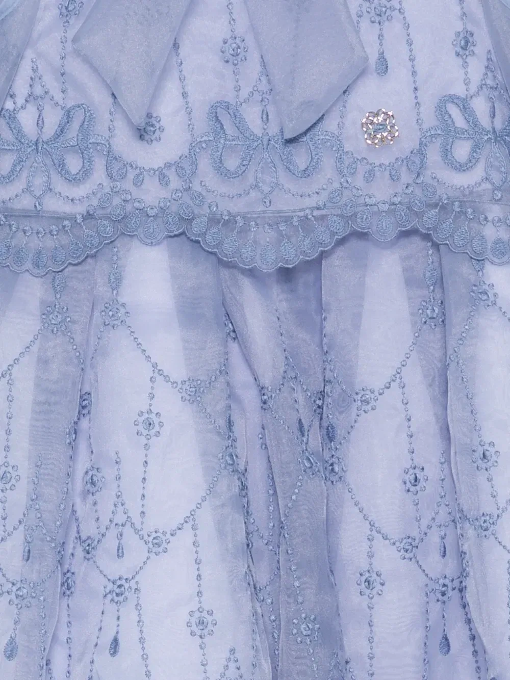 Платье с вышивкой и бантом Elie Saab Junior, синий — фото 3