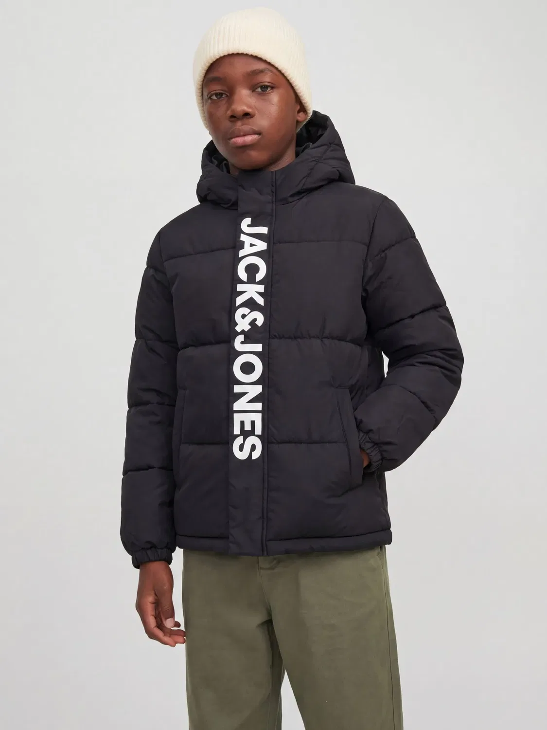 Стеганая куртка черная Jack & Jones Junior, черный — фото 3