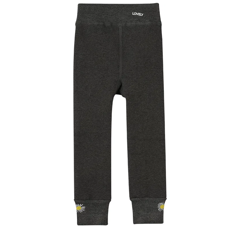 Детские леггинсы для девочек с эластичным поясом Red bean, Dark Heather Gray