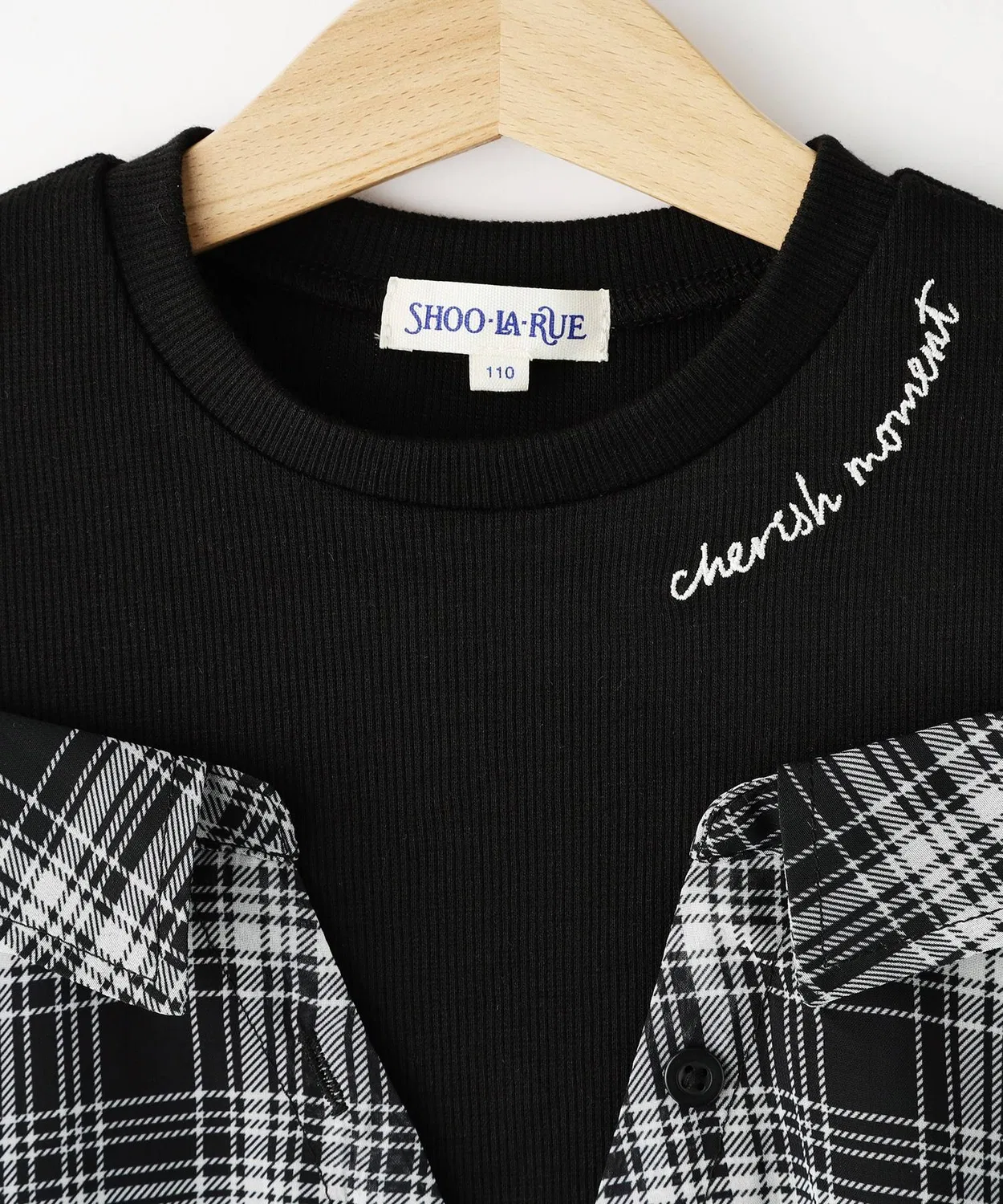 Детский топ с рубашкой в клетку и майкой, с длинным рукавом модель Check Shirt Design SHOO・LA・RUE, Black — фото 4