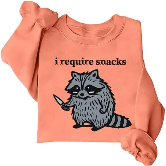 Женское худи с принтом I Require Snacks Raccoon, оранжевый