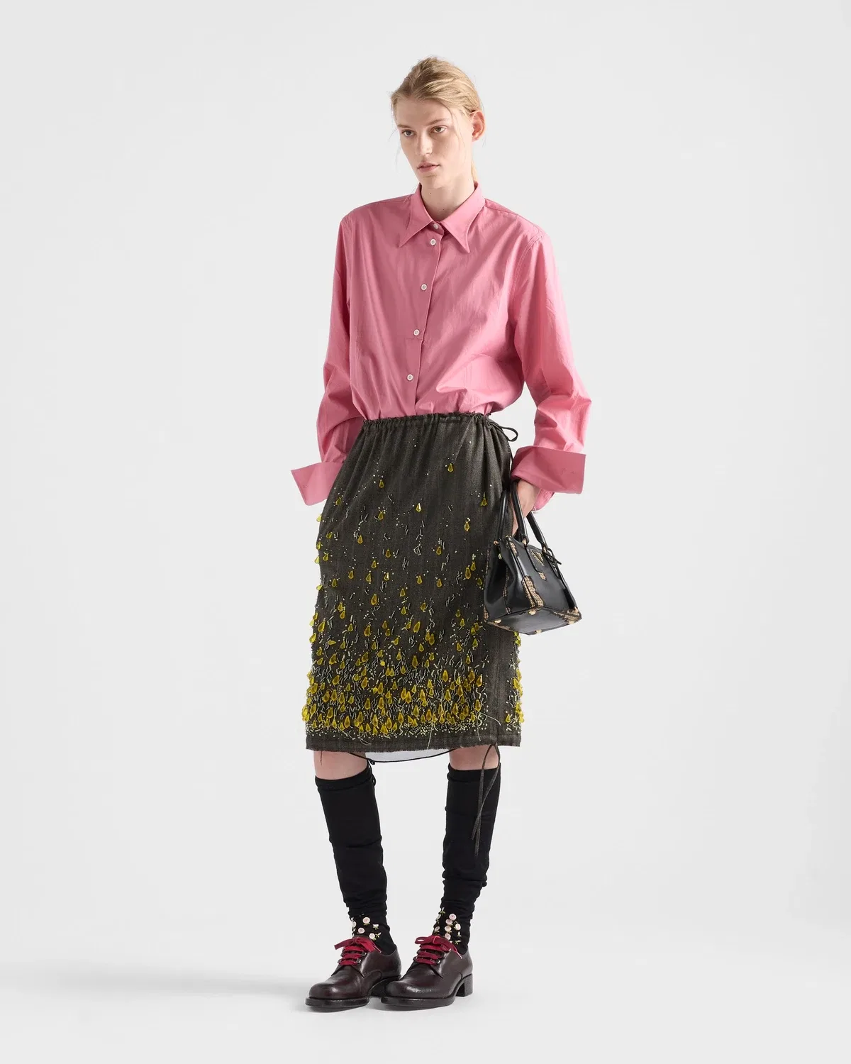 Рубашка из поплина с длинным рукавом Prada, розовый — фото 2