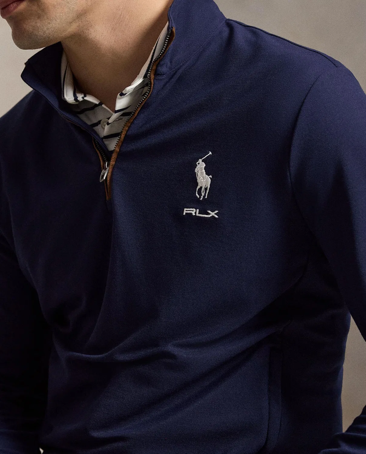 Мужский джемпер на молнии, Media Logotipo, Ralph Lauren, темно-синий — фото 3