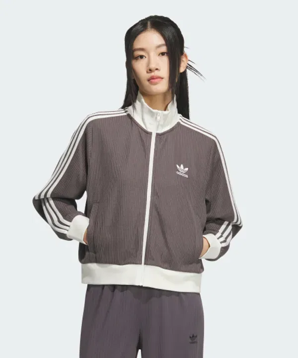Трек-топ женский из нитки, свободный, Adidas, угольный — фото 2