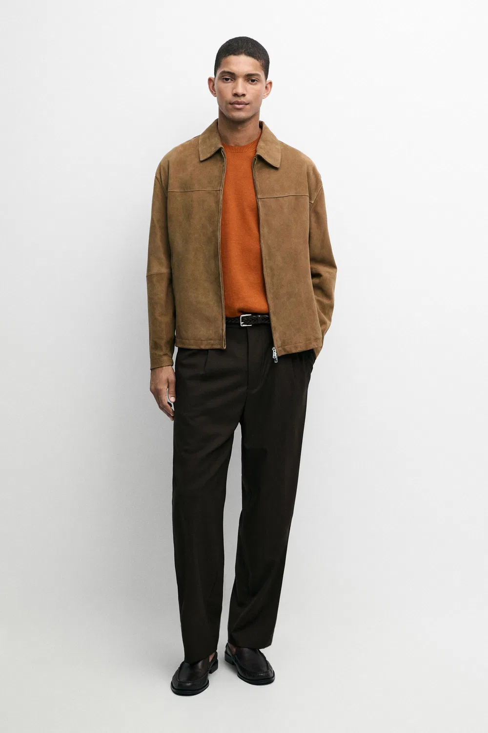 Куртка Massimo Dutti, из замшевой кожи, светло-бежевый