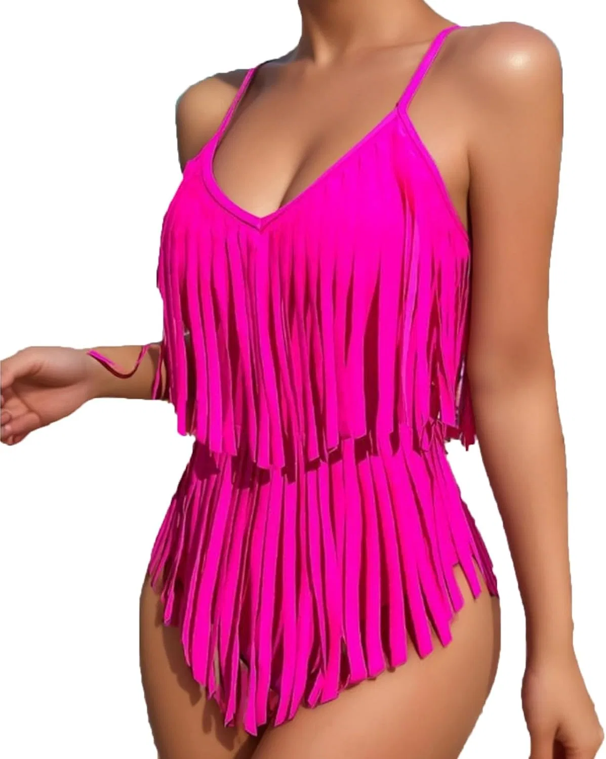 Женский купальник бикини с кисточками Generic, Hot Pink