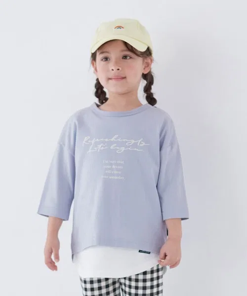Детская футболка с принтом, с семирукавом, модель Logo Print Wide Silhouette GITA, Blue