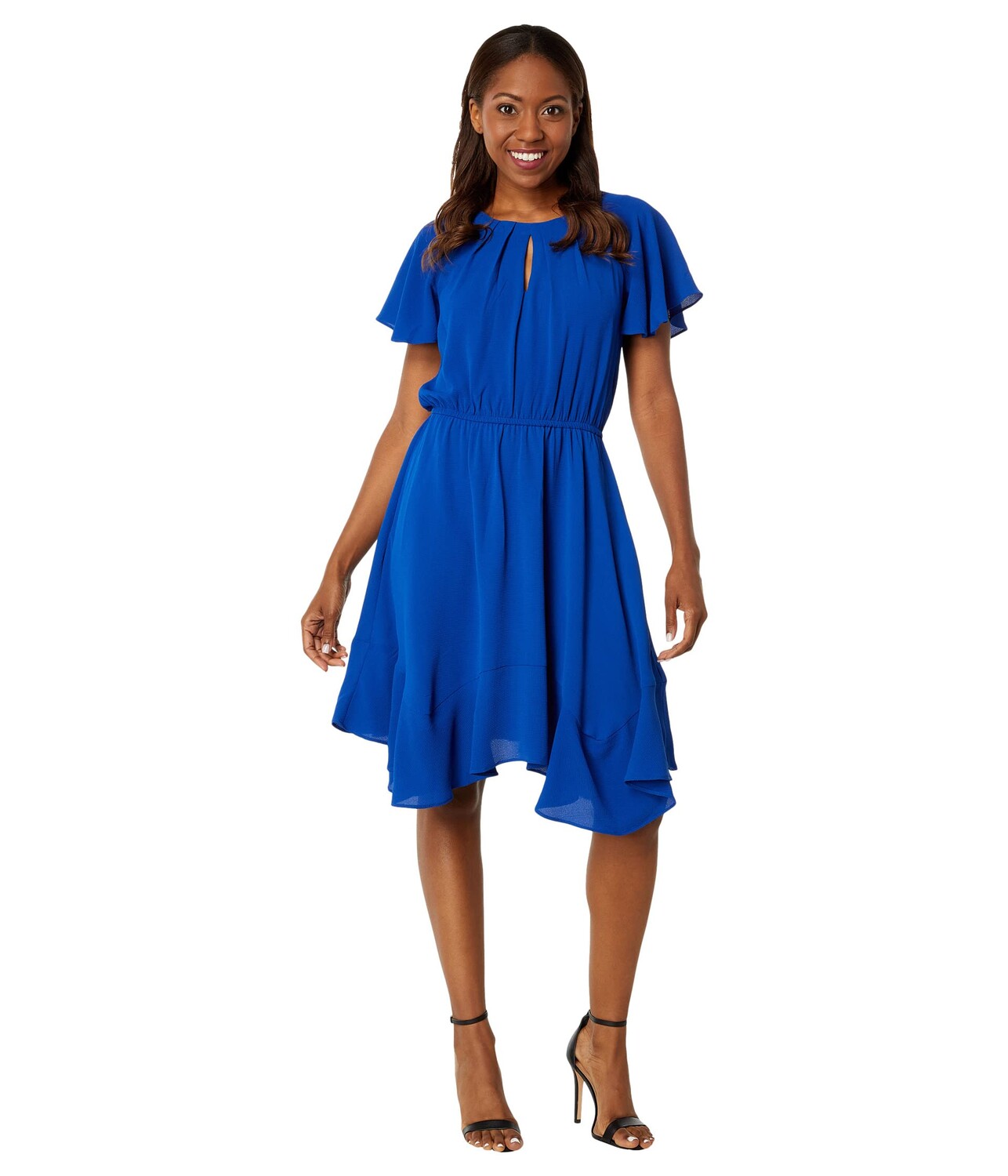 

Платье London Times, Pleated Keyhole Jewel Neck Elastic Waist Dress