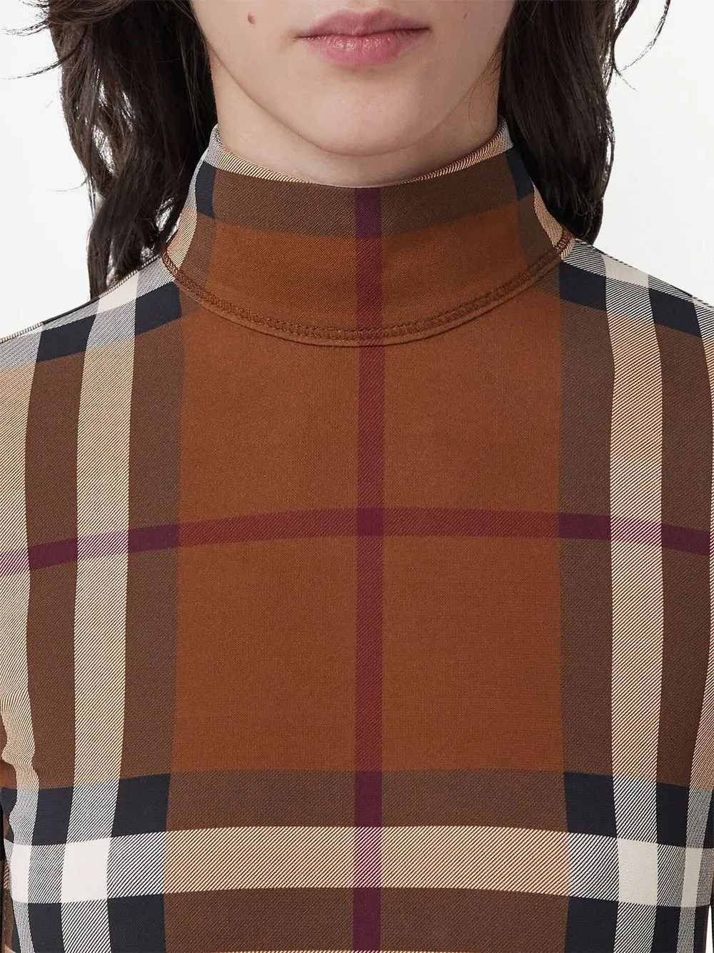 Платье Burberry, миди, клетка, коричневый — фото 3