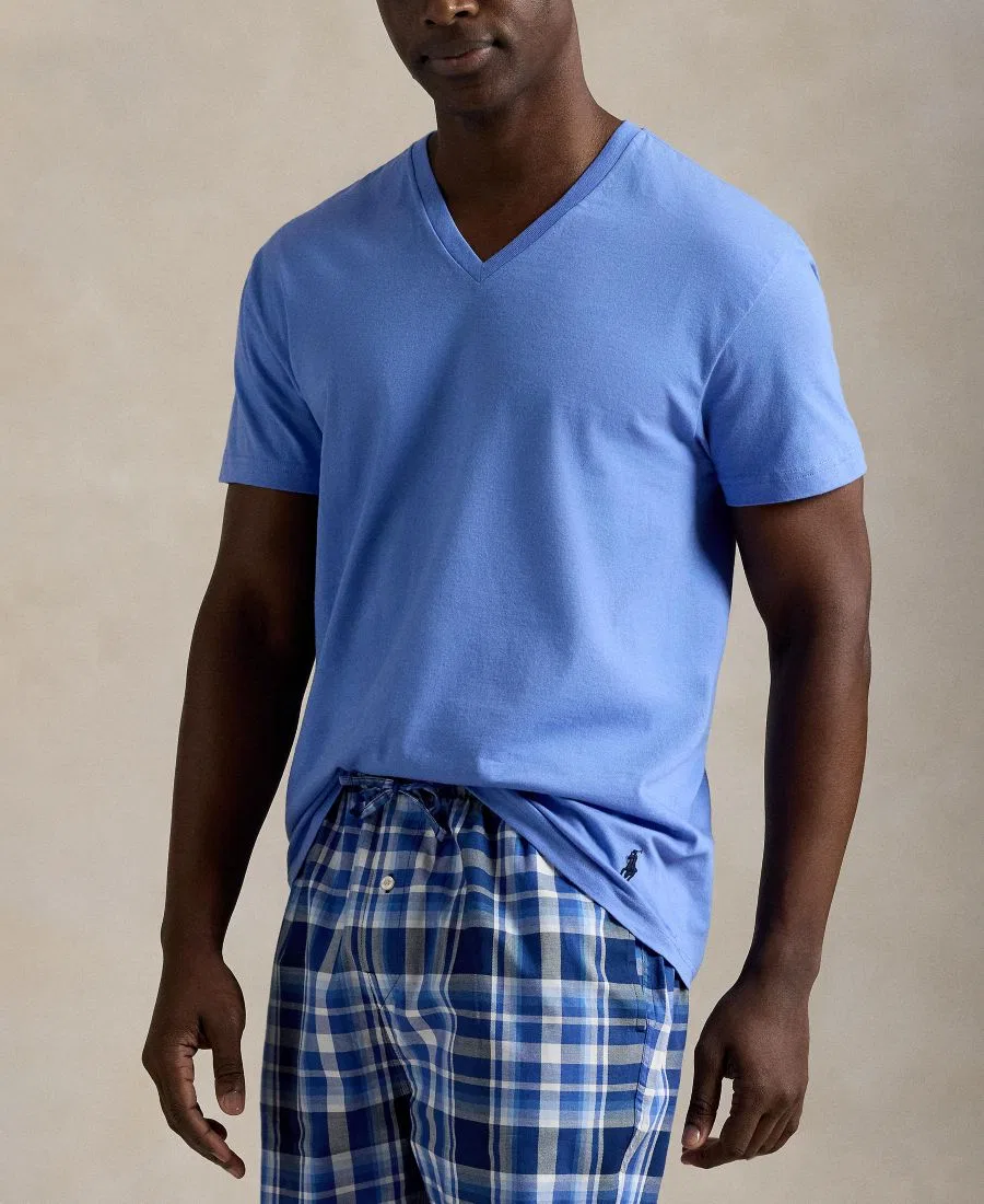 Мужской комплект футболок с V-образным вырезом 3 шт Polo Ralph Lauren, Fall Royal/Harbor Island Blue/May Orange — фото 3