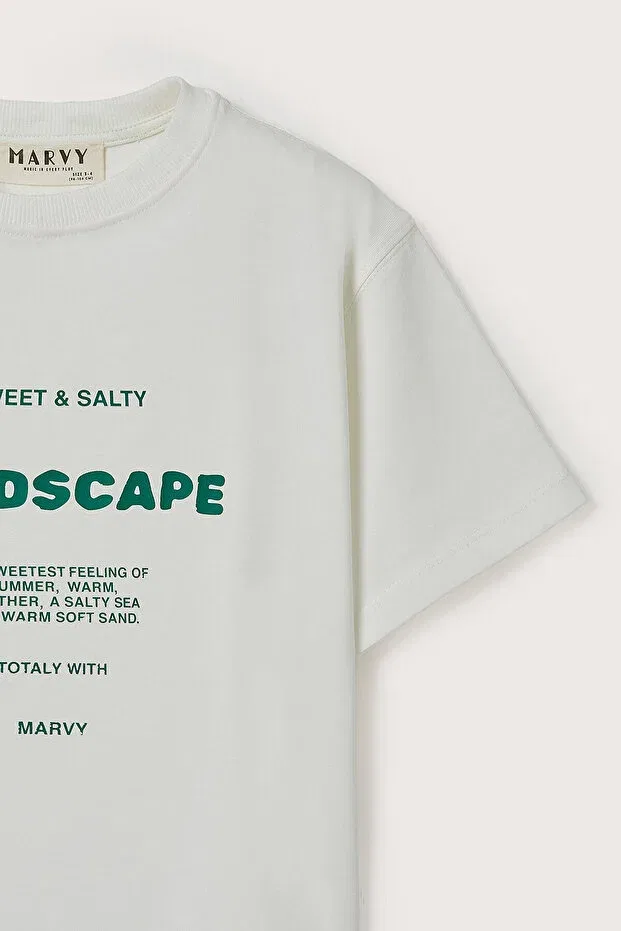 Детская футболка с принтом Sweet & Salty Printed Tshirt Marvy, Ecru — фото 4