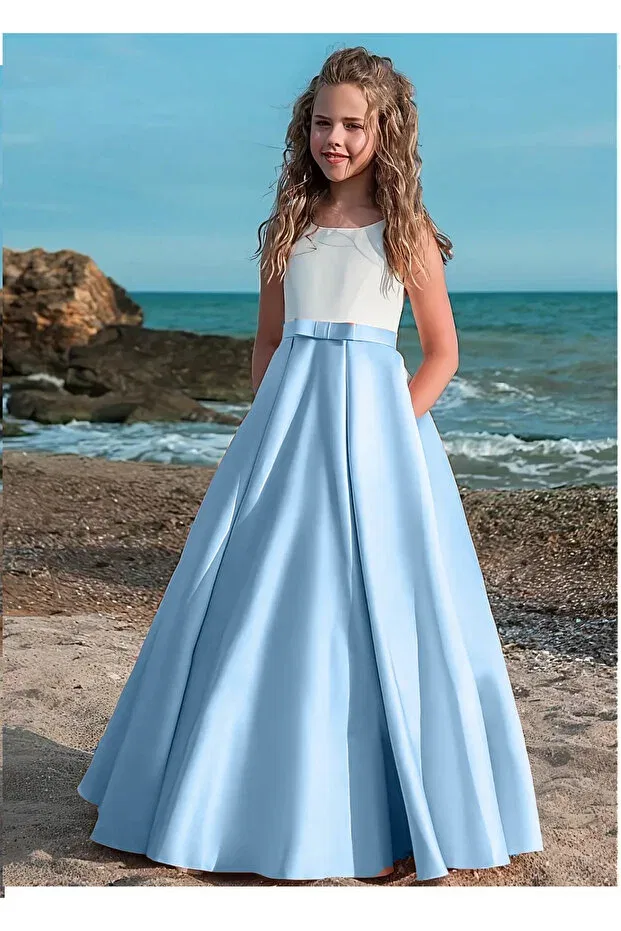 Детское платье для девочек сатиновое Madyabutik, Baby Blue