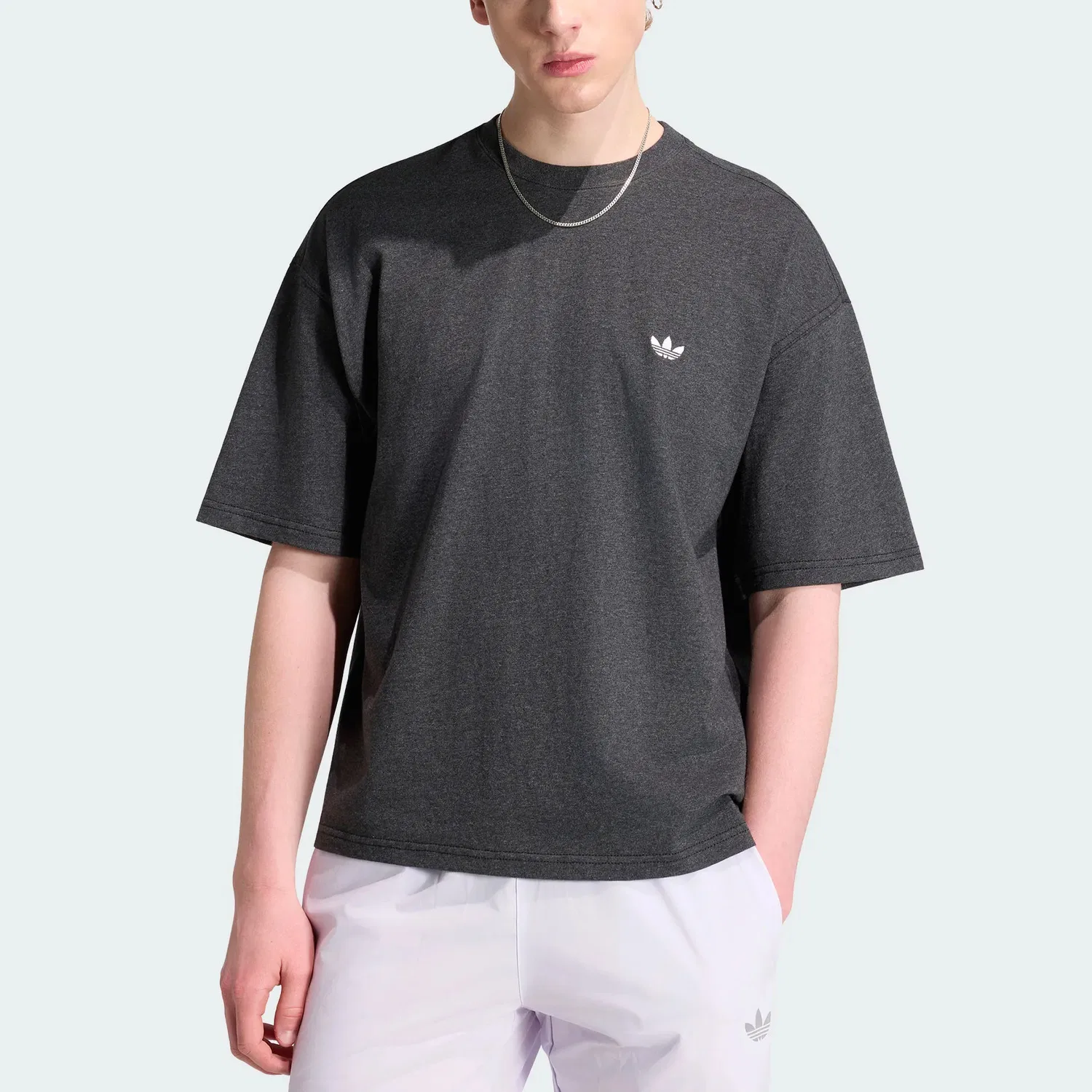 Футболка Essentials с круглым вырезом, Dark Heather Gray, Adidas Originals — фото 4