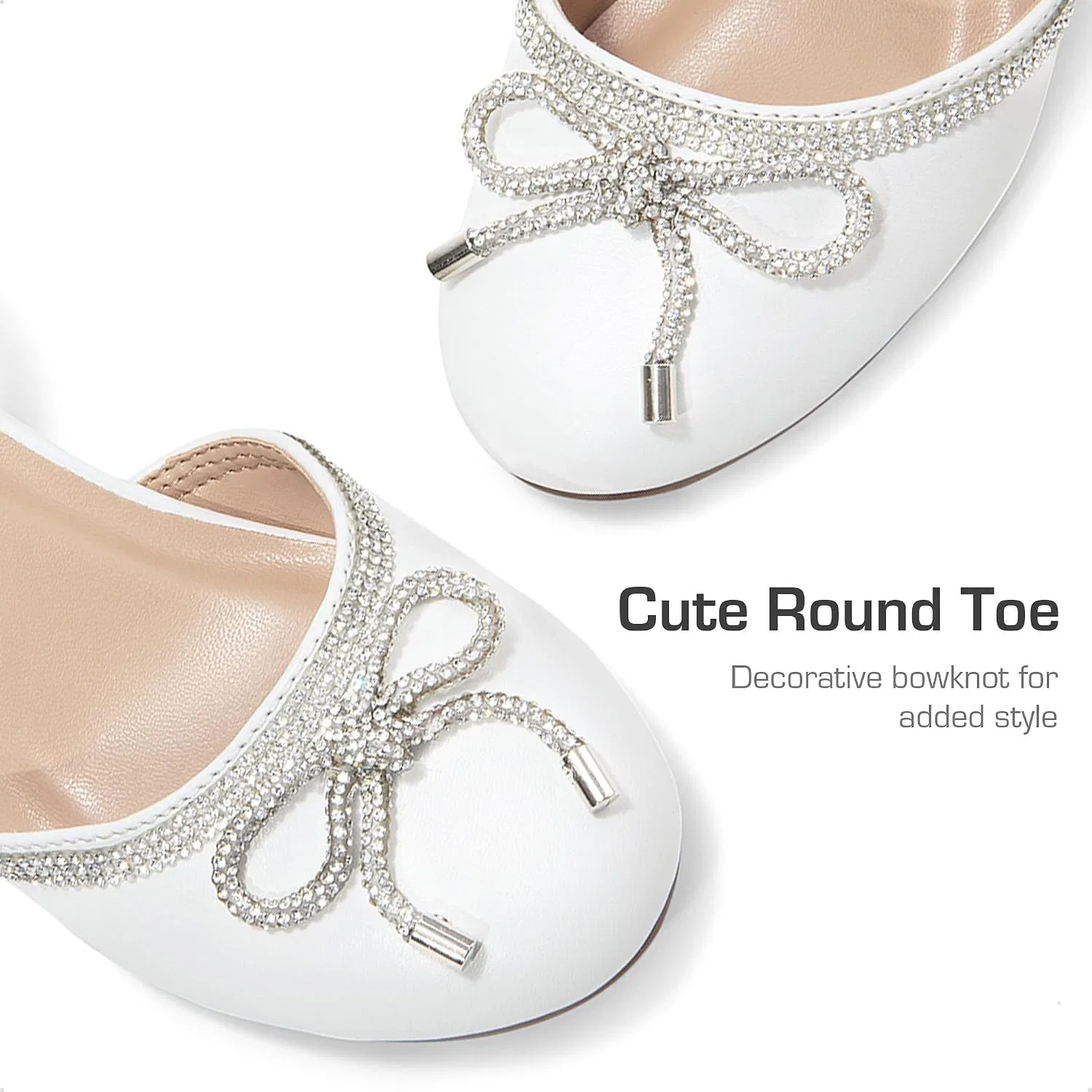 Детские туфли для девочек с блестками и бантом DREAM PAIRS, White — фото 4