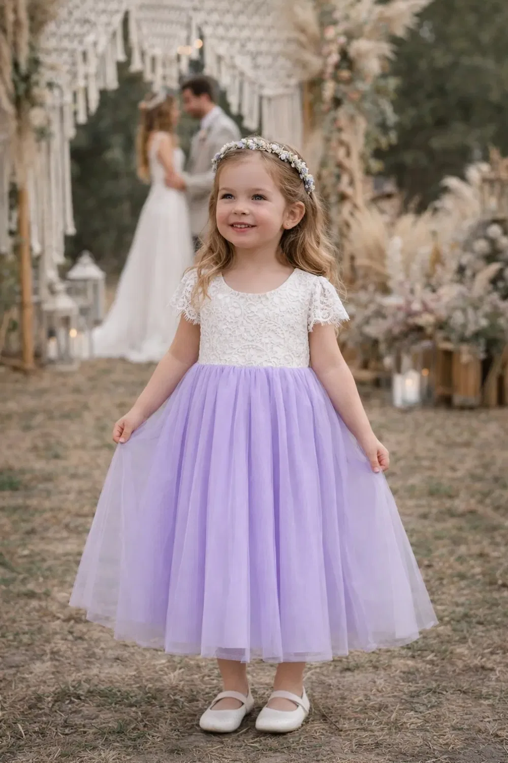 Детское платье с воланами Bohemian Classic Uk Flower Girl Boutique, Lilac