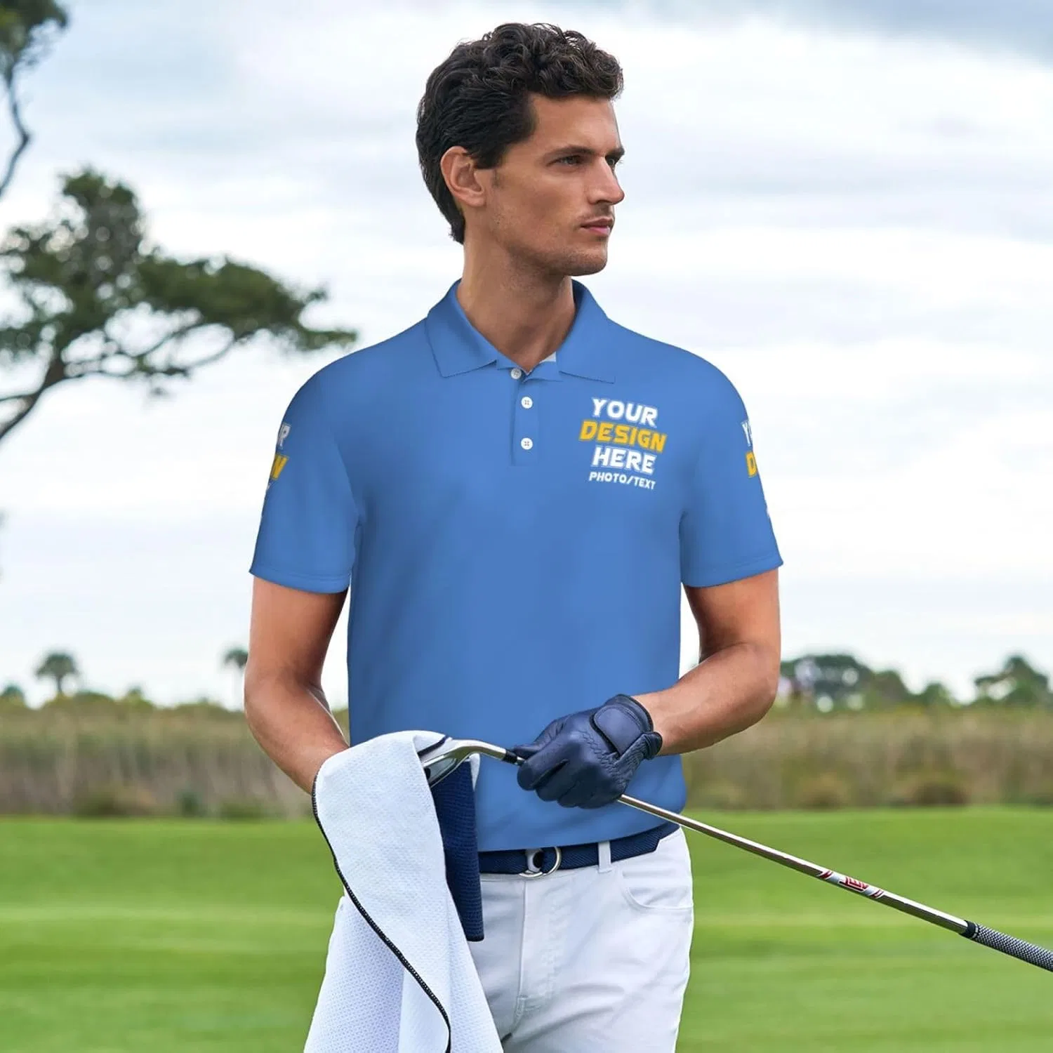 Мужская свободная кастомная футболка поло с принтом, Men’s Polo Shirts18 — фото 3