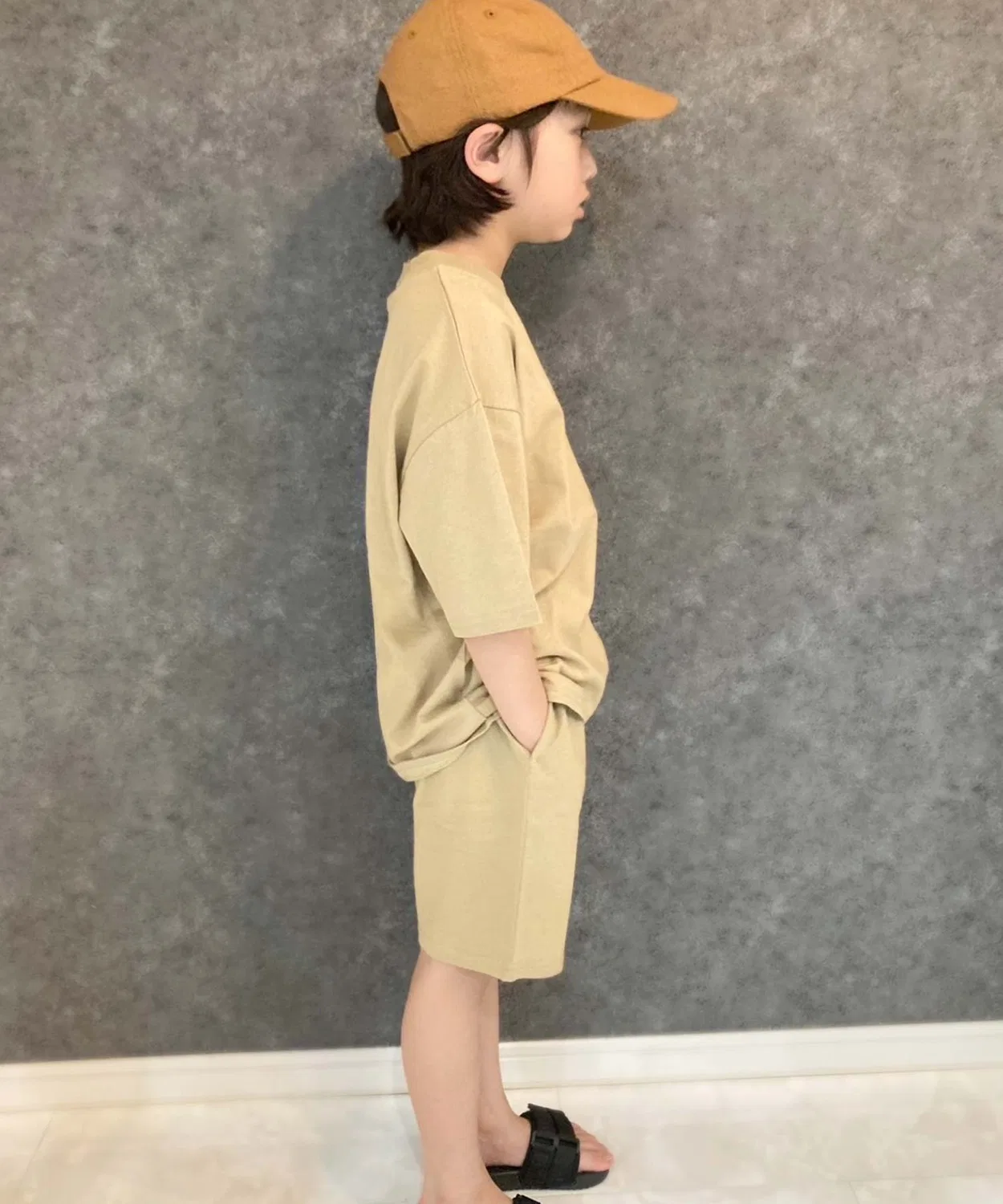 Детский комплект из футболки и шорт с принтом SHISKY, Beige — фото 3