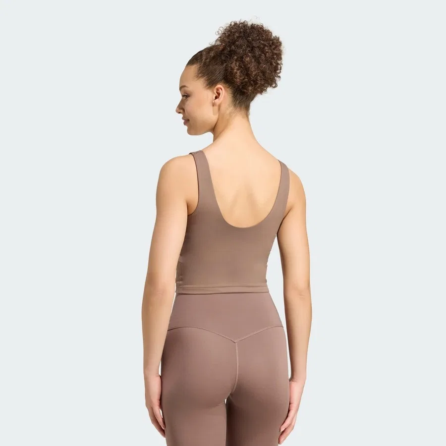 Топ-бюстгальтер с принтом 3 Stripes Studio All Me Light Support Tank adidas, Черный — фото 2