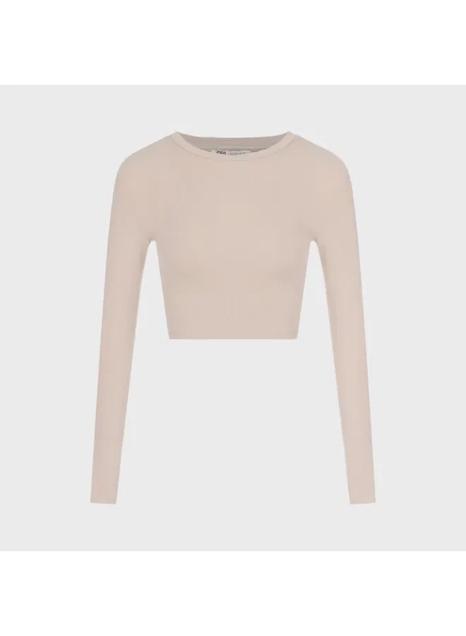 Футболка с длинным рукавом Zara, абрикосовый — фото 2