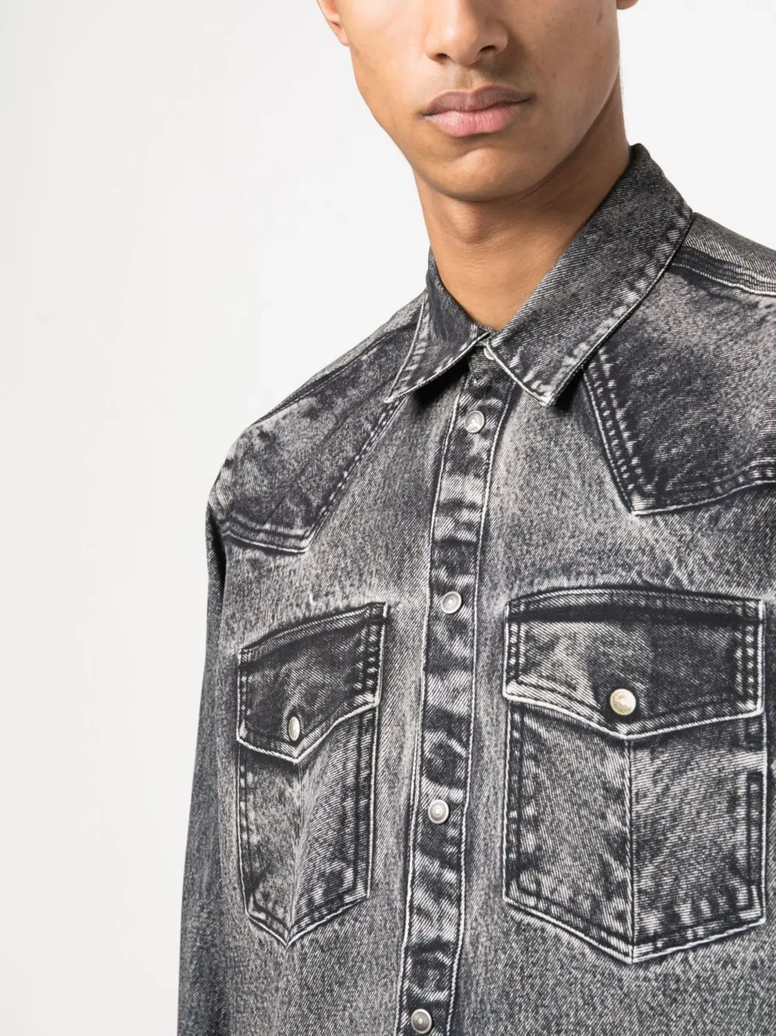 Diesel Рубашка с длинным рукавом Acid Wash черного цвета — фото 4