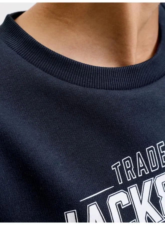 Свитшот с принтом для мальчиков Jack & Jones Junior, темно-синий — фото 3