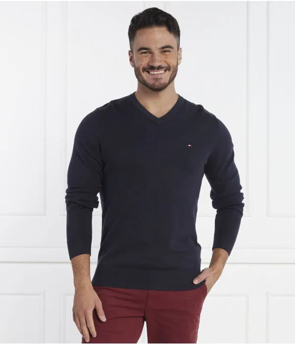 Мужской свитер с V-образным вырезом Tommy Hilfiger, Blu Marino — фото 3