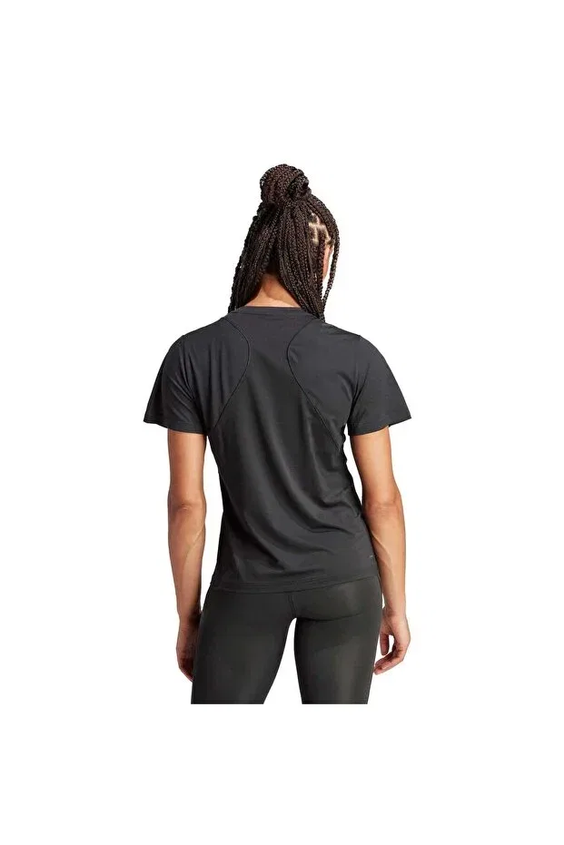 Женская футболка спортивная с коротким рукавом из полиэстера Adidas, Black — фото 2