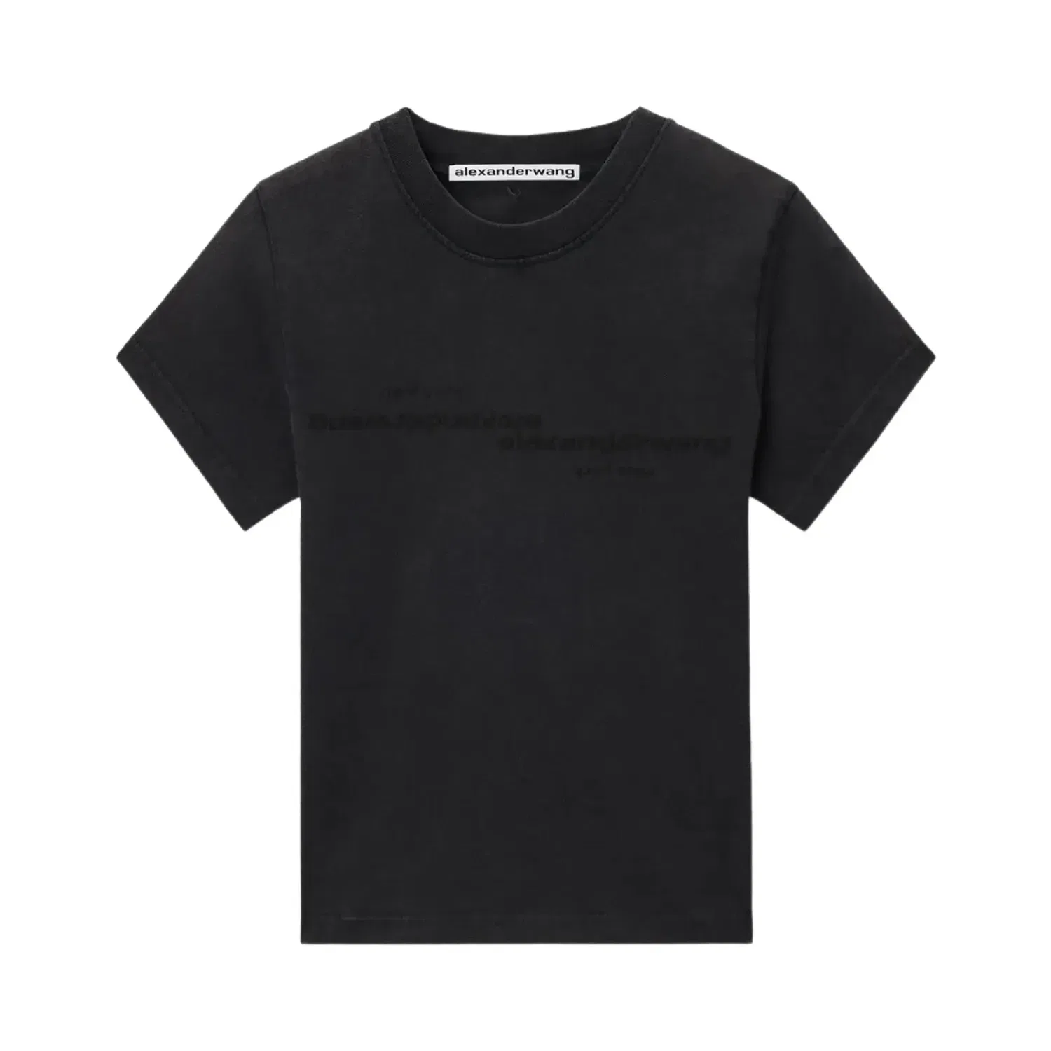 Укороченная футболка Alexander Wang с зеркальным логотипом, черный