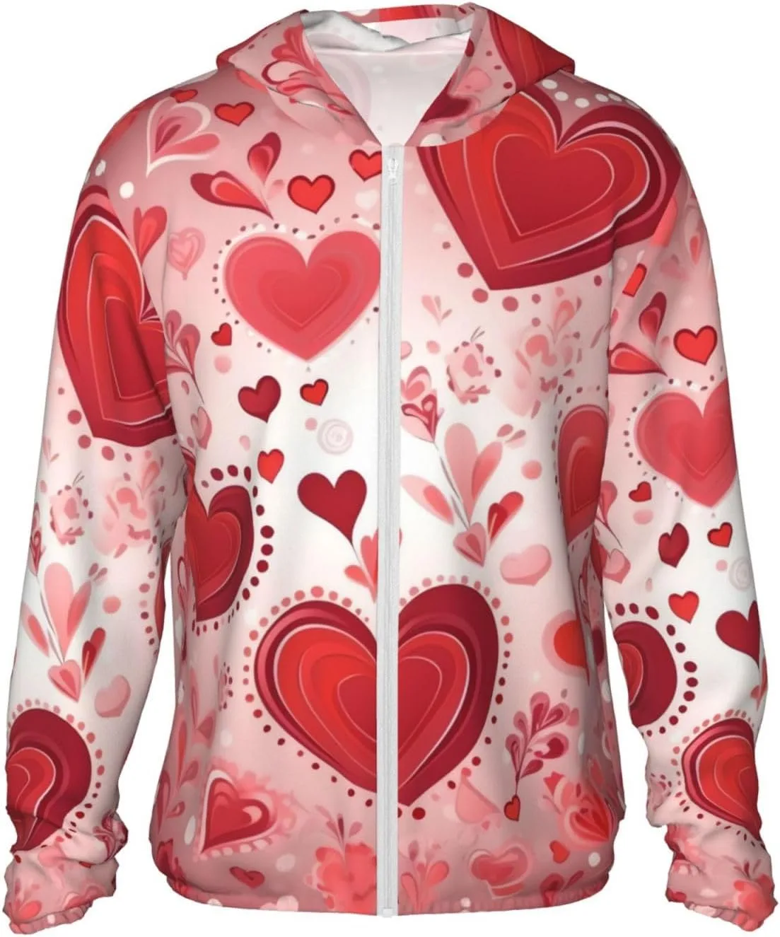 

Толстовка с капюшоном Valentine Pattern, защита от солнца UPF 50+, с карманом HJBNW