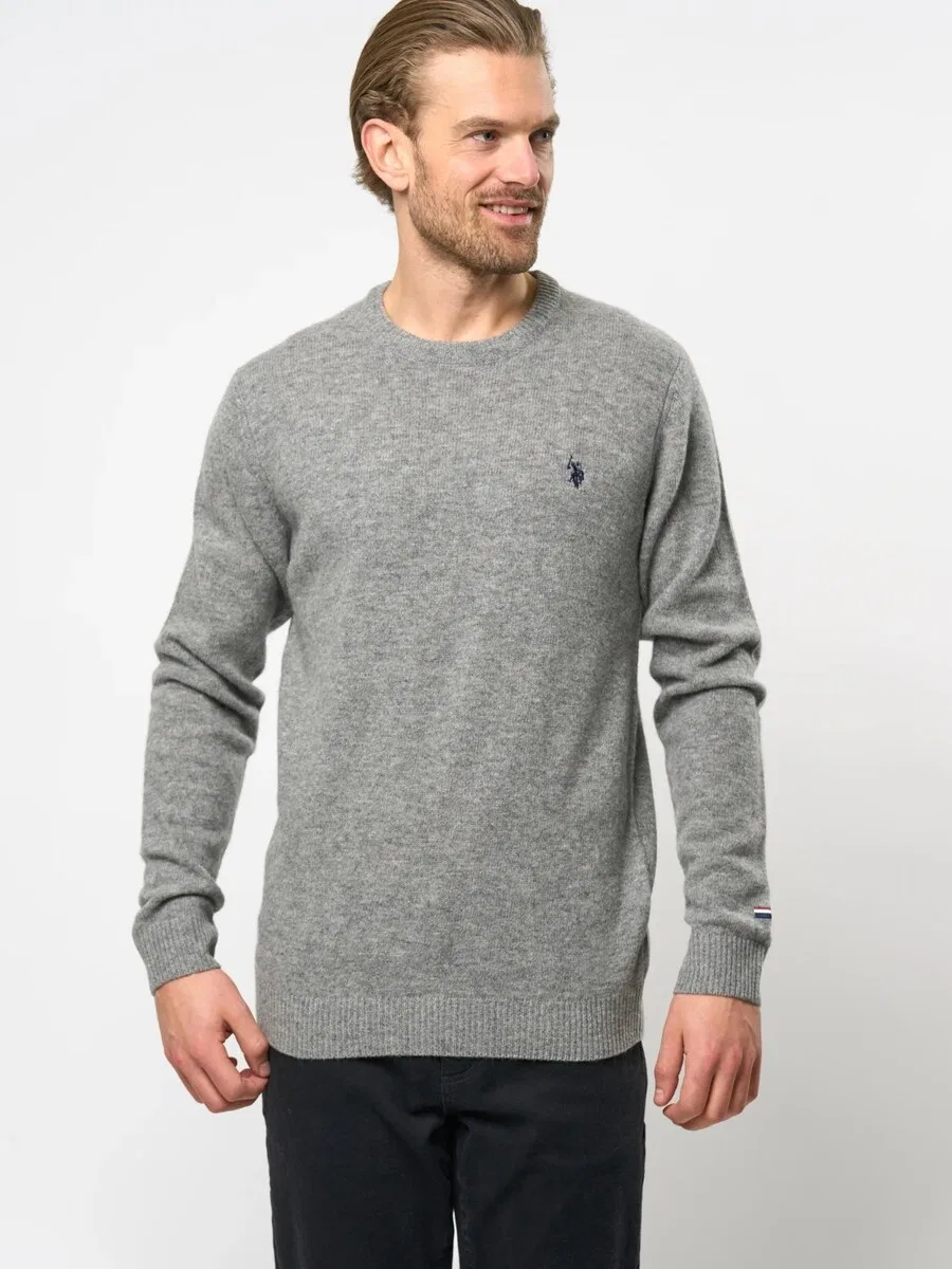 Свитер U.S. Polo Assn. 'UMKetil' серого цвета с пятнистым рисунком — фото 3
