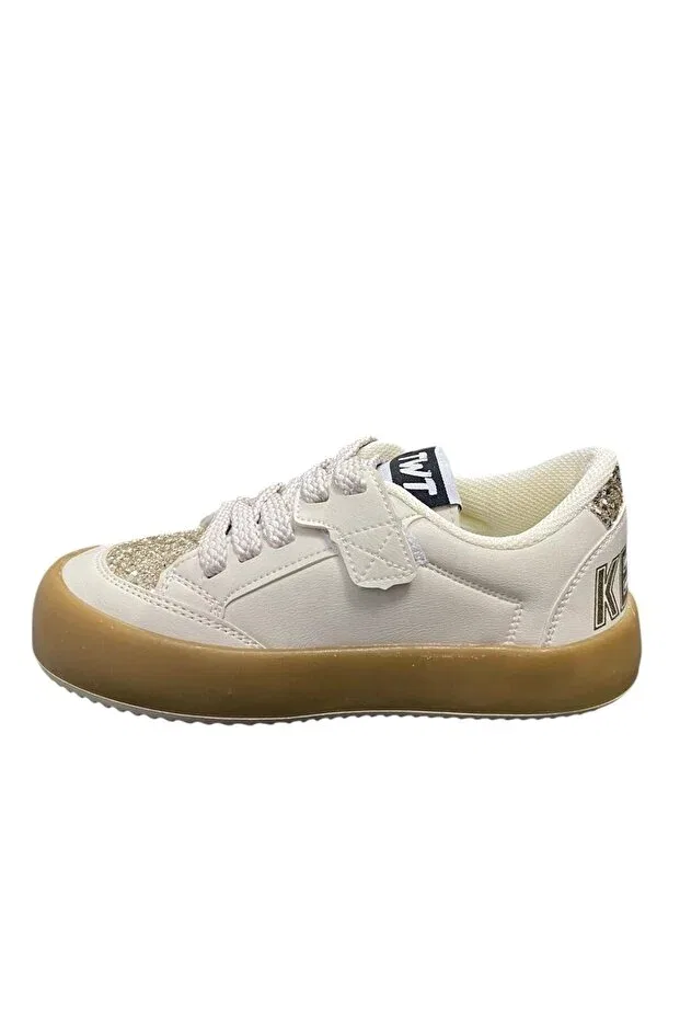 Детские повседневные туфли для девочек на шнуровке Desimod, Beige-Cream — фото 2