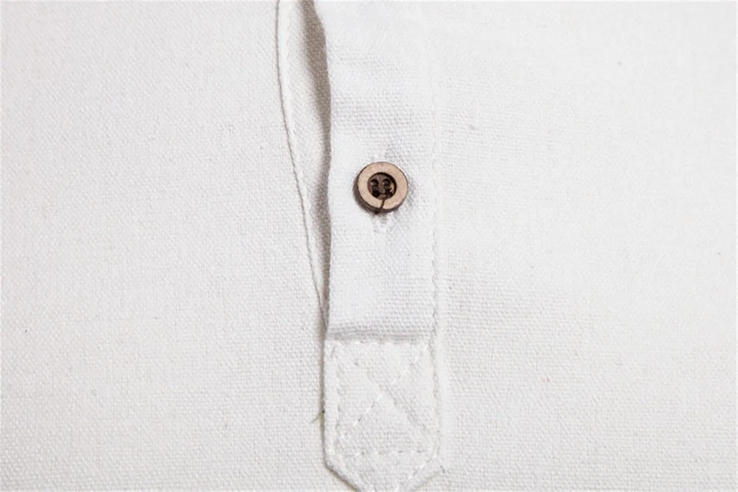 Мужская хлопковая рубашка поло Henley Slim Fit, White — фото 3