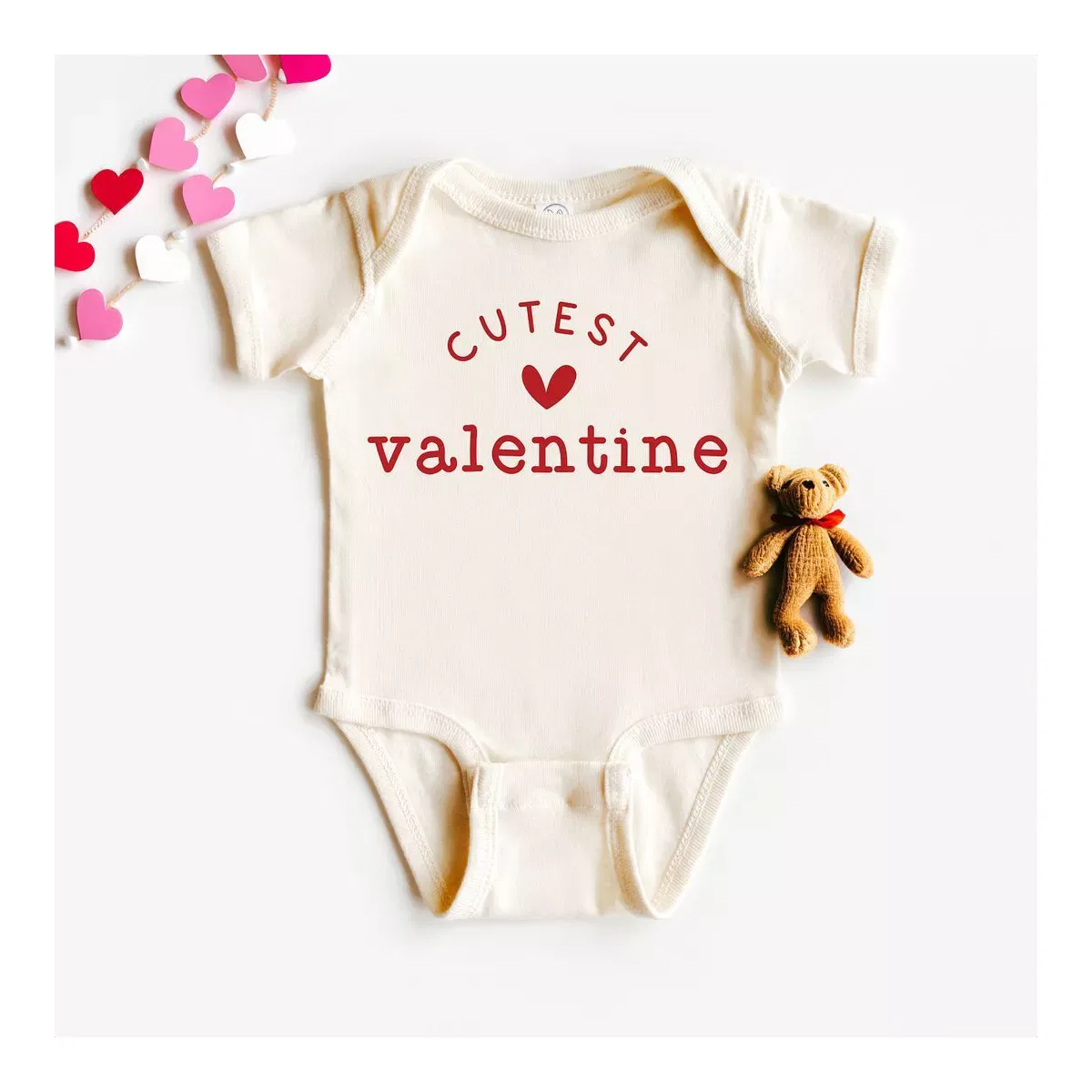 Детский боди с коротким рукавом Cutest Valentine Baby Onesie The Juniper Shop, Natural — фото 2